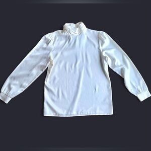 Vintage 70’s David Strauss silky ivory high-neck blouse, women’s 10